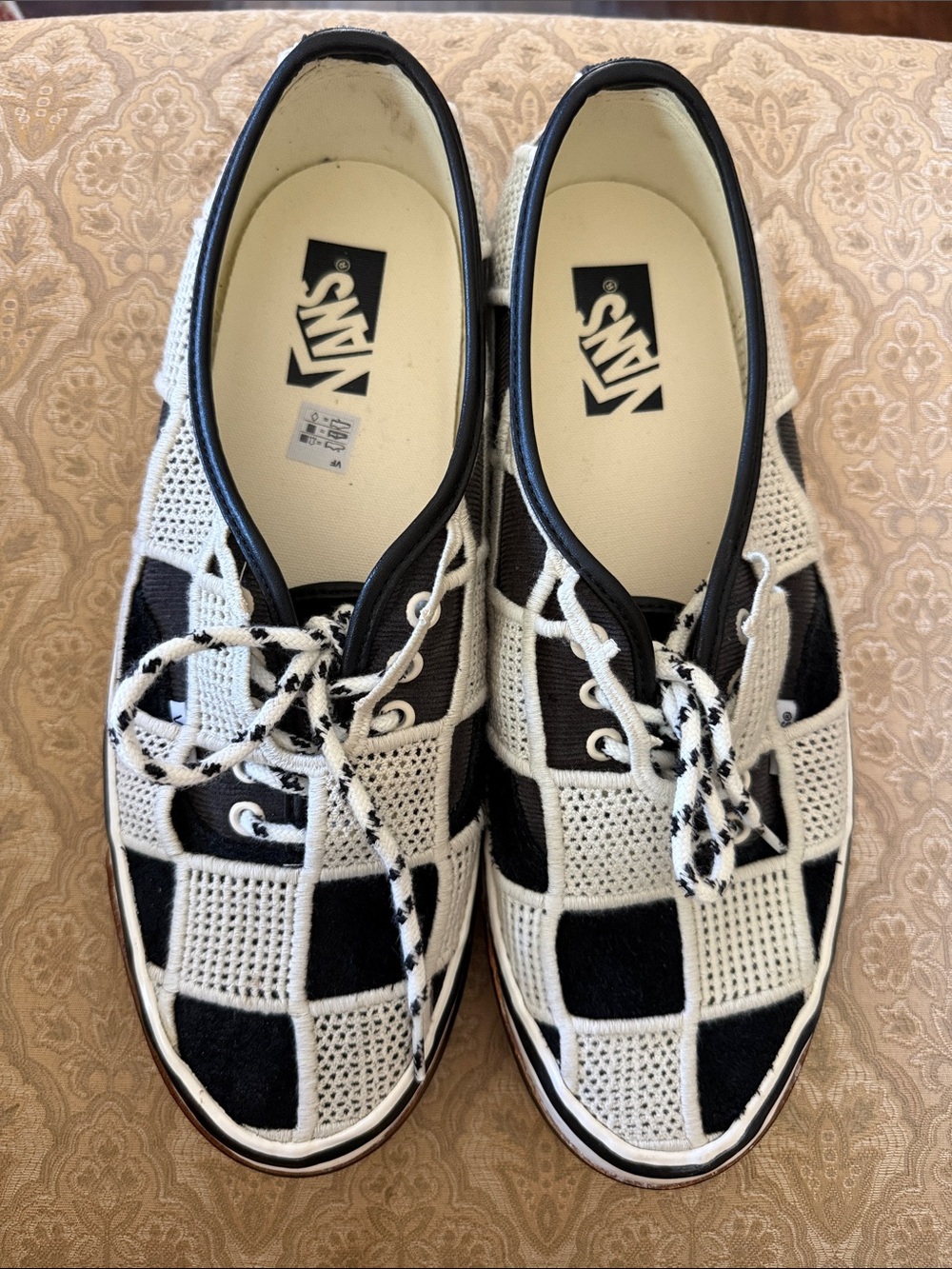 Vans Women's Black and White Checkerboard Knit Lace-Up Sneakers